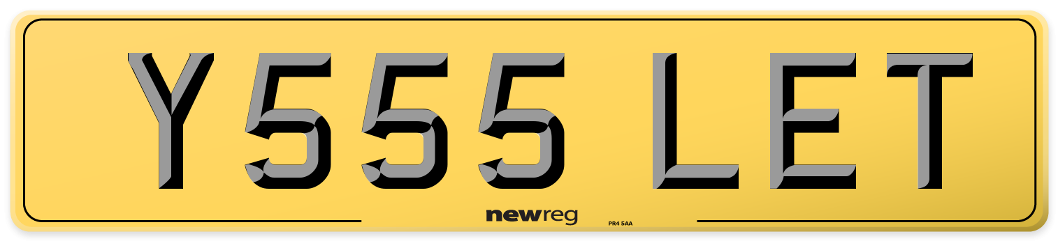 Y555 LET Rear Number Plate