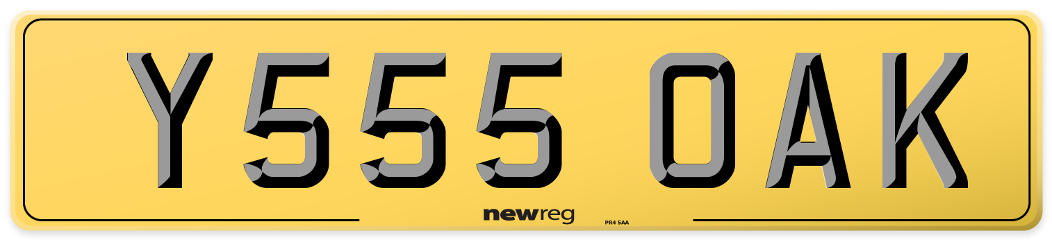 Y555 OAK Rear Number Plate
