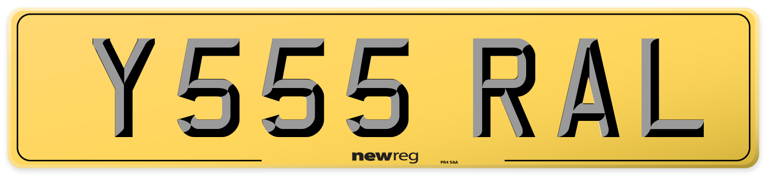 Y555 RAL Rear Number Plate