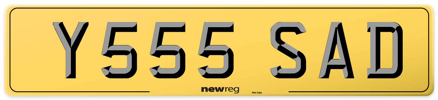 Y555 SAD Rear Number Plate