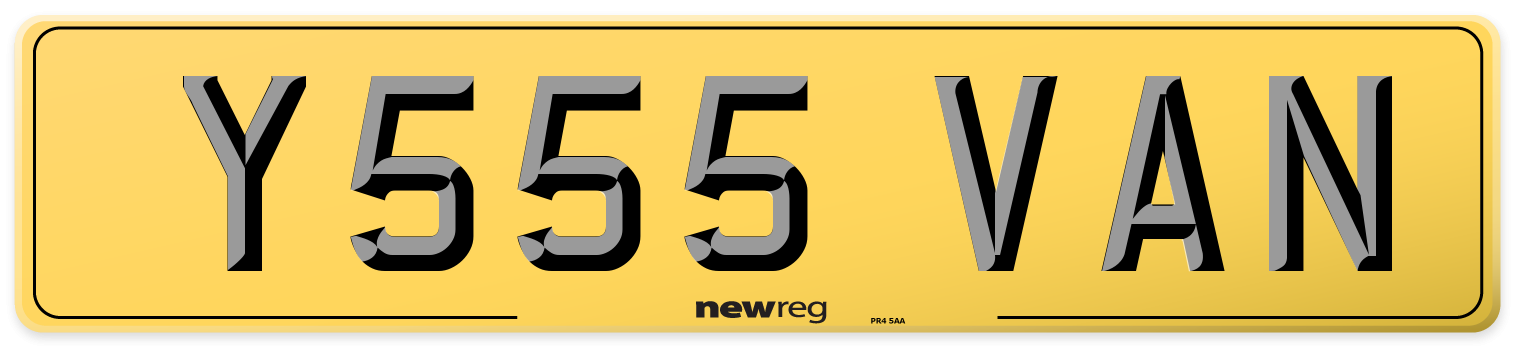 Y555 VAN Rear Number Plate