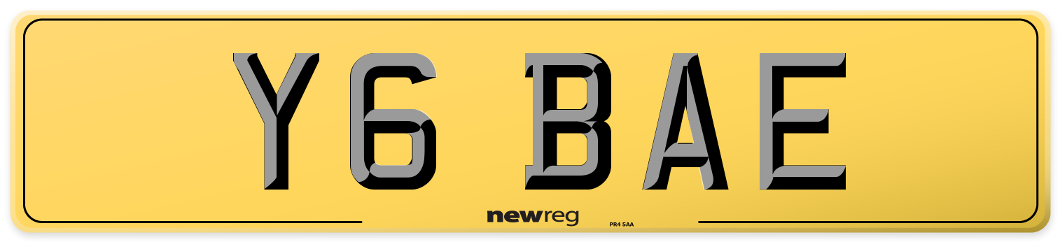 Y6 BAE Rear Number Plate