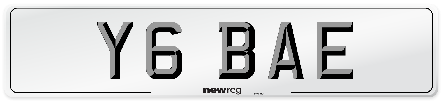 Y6 BAE Front Number Plate