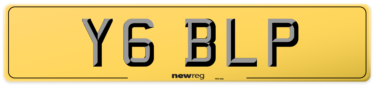 Y6 BLP Rear Number Plate