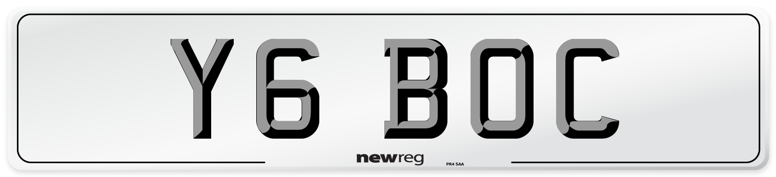 Y6 BOC Front Number Plate