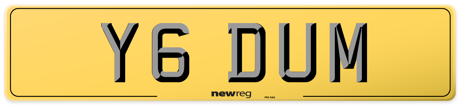 Y6 DUM Rear Number Plate