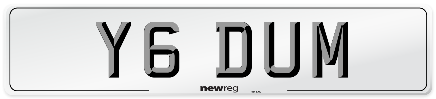 Y6 DUM Front Number Plate