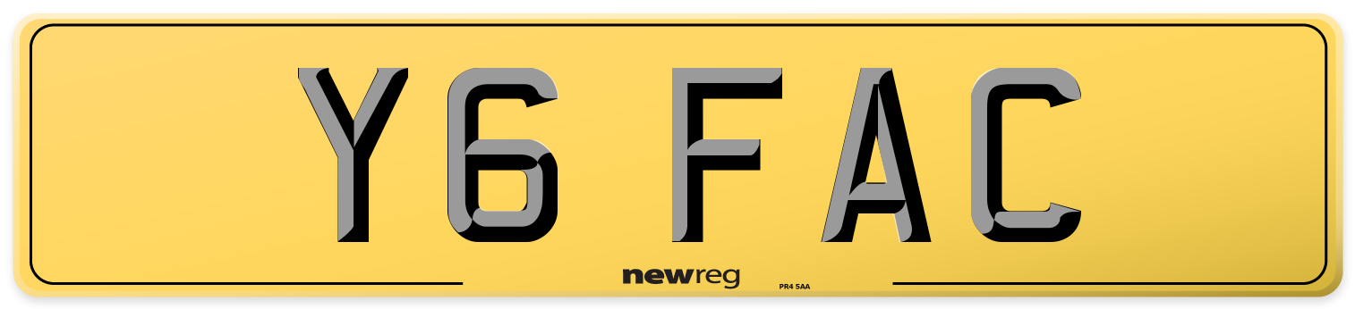 Y6 FAC Rear Number Plate