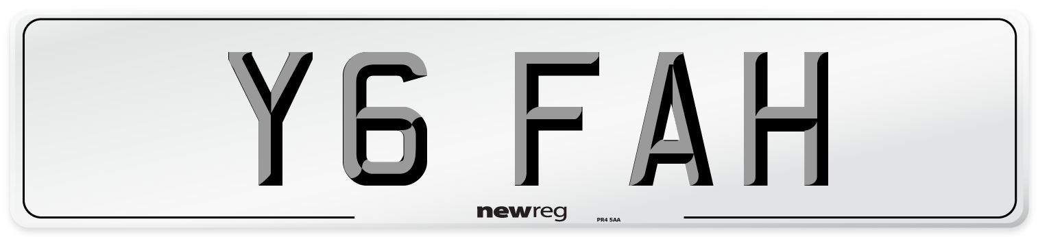 Y6 FAH Front Number Plate