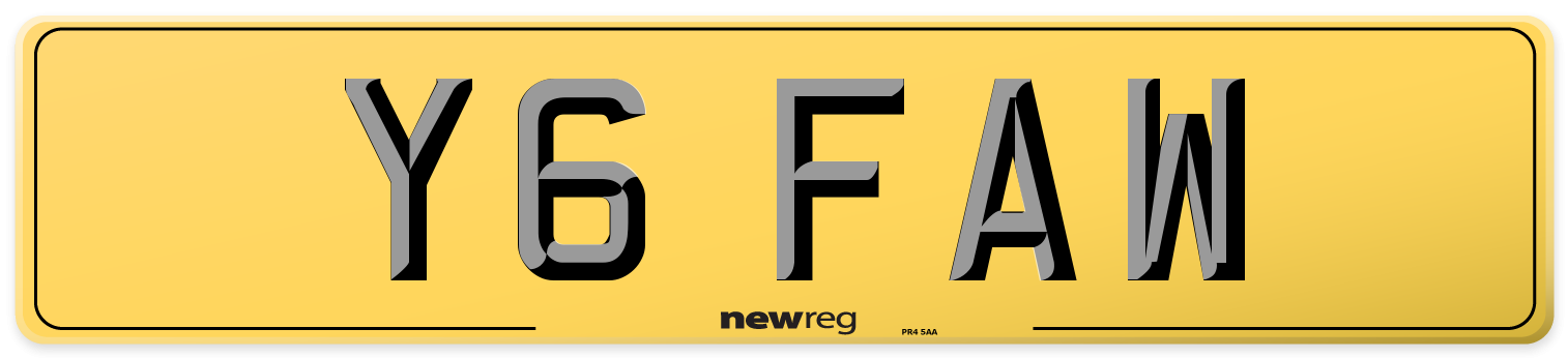 Y6 FAW Rear Number Plate