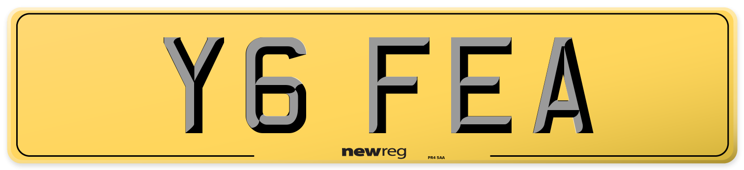 Y6 FEA Rear Number Plate