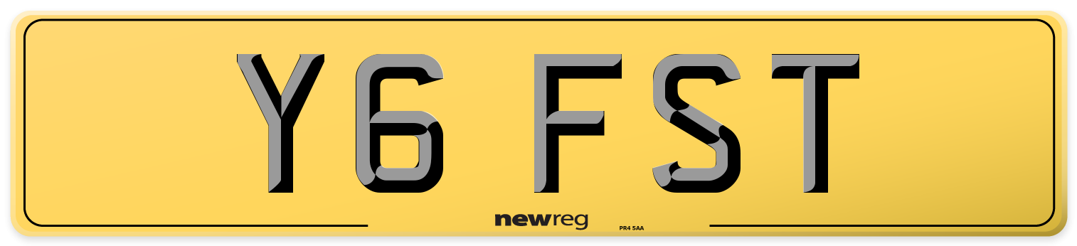 Y6 FST Rear Number Plate