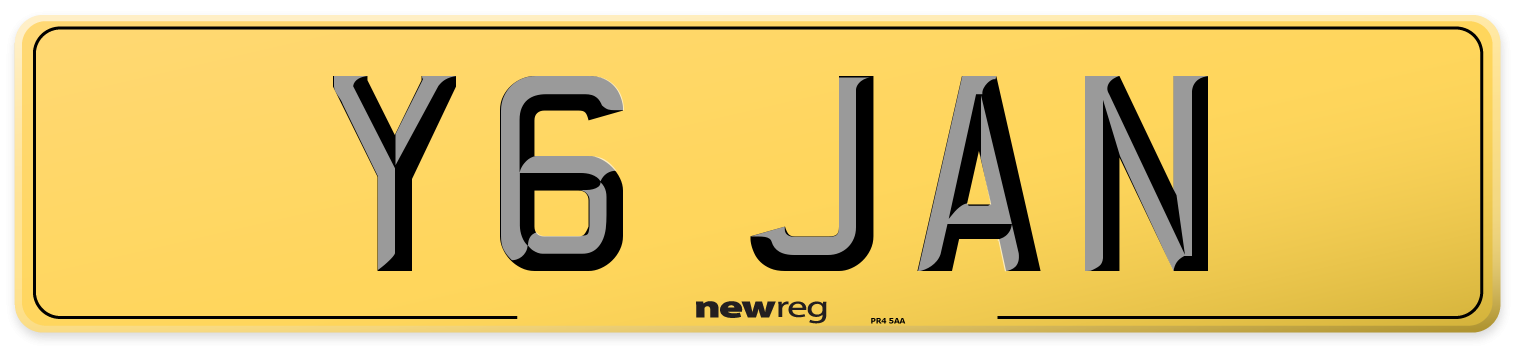 Y6 JAN Rear Number Plate