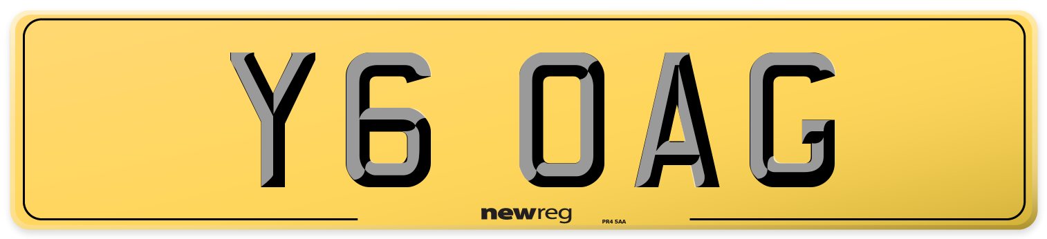 Y6 OAG Rear Number Plate