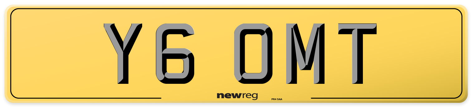 Y6 OMT Rear Number Plate