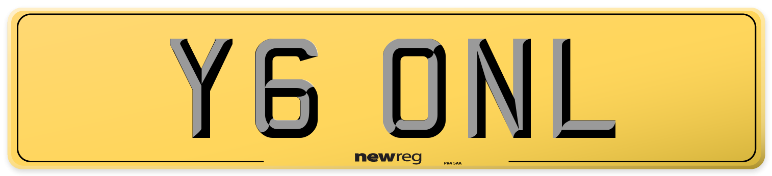 Y6 ONL Rear Number Plate