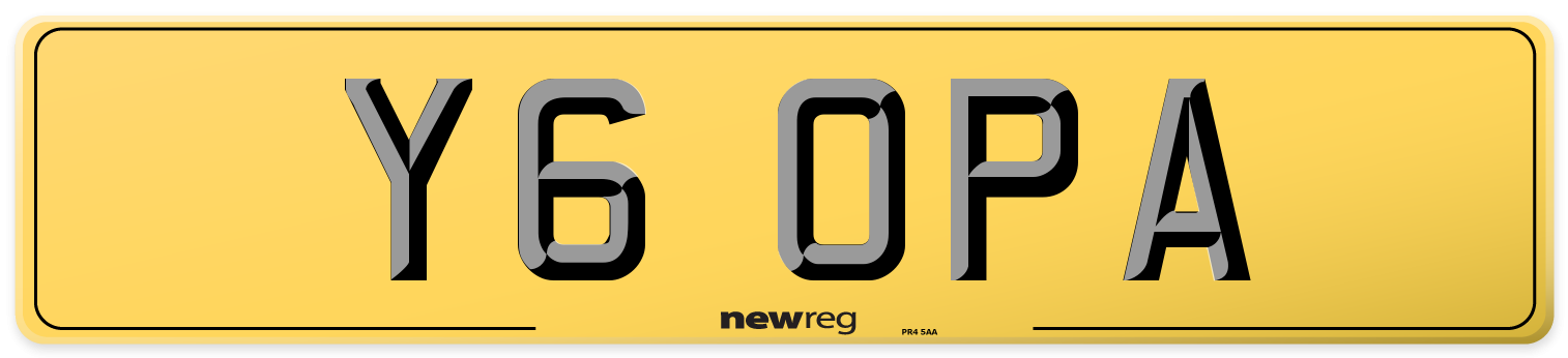 Y6 OPA Rear Number Plate