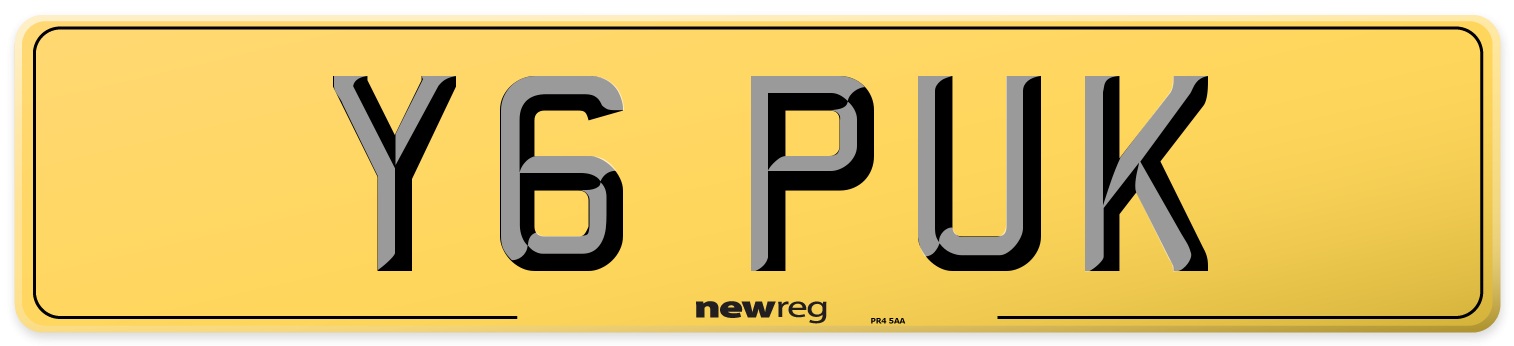 Y6 PUK Rear Number Plate