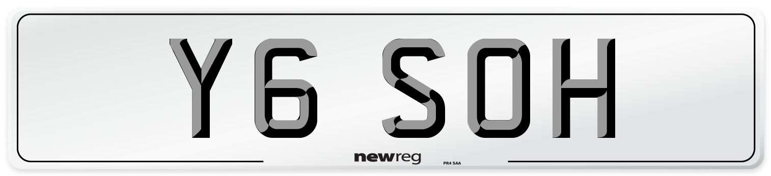 Y6 SOH Front Number Plate