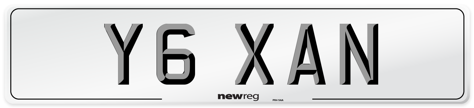 Y6 XAN Front Number Plate