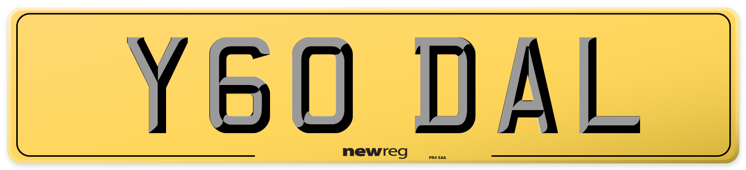 Y60 DAL Rear Number Plate