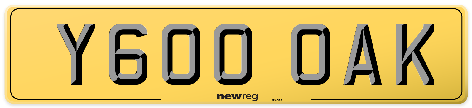 Y600 OAK Rear Number Plate