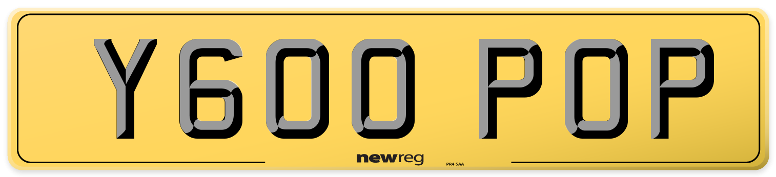 Y600 POP Rear Number Plate