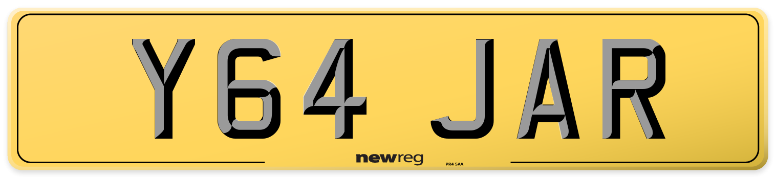 Y64 JAR Rear Number Plate