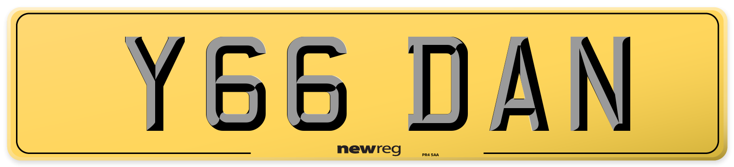 Y66 DAN Rear Number Plate
