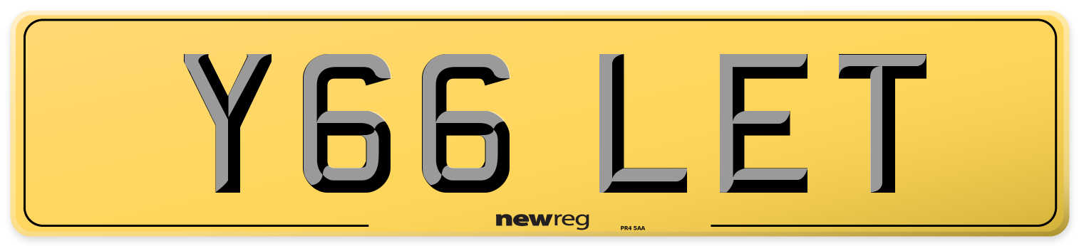 Y66 LET Rear Number Plate