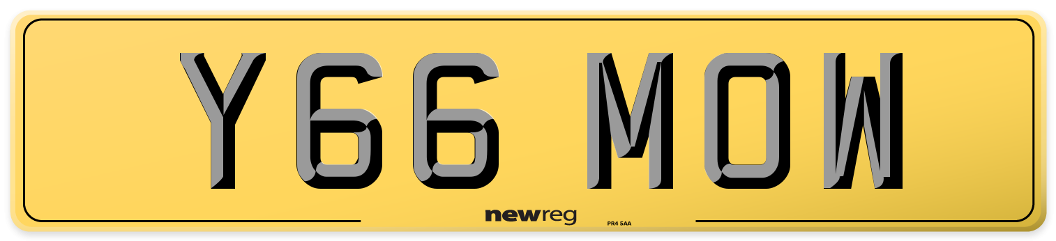 Y66 MOW Rear Number Plate