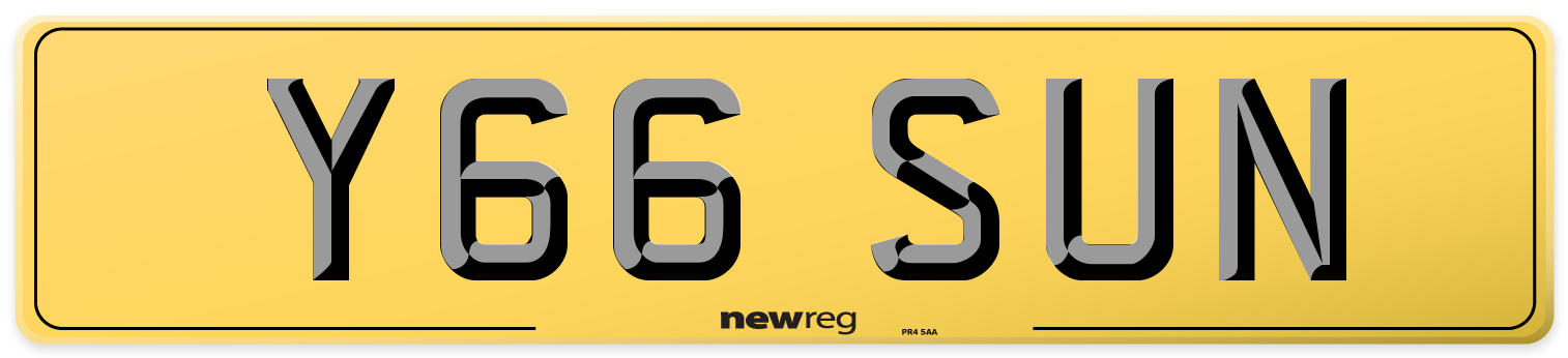 Y66 SUN Rear Number Plate