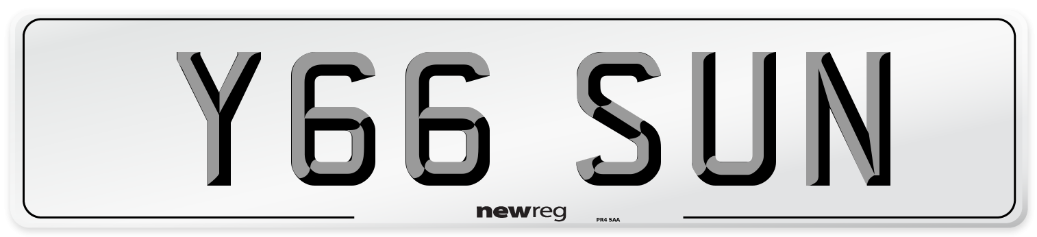 Y66 SUN Front Number Plate