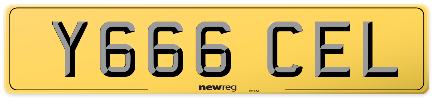 Y666 CEL Rear Number Plate