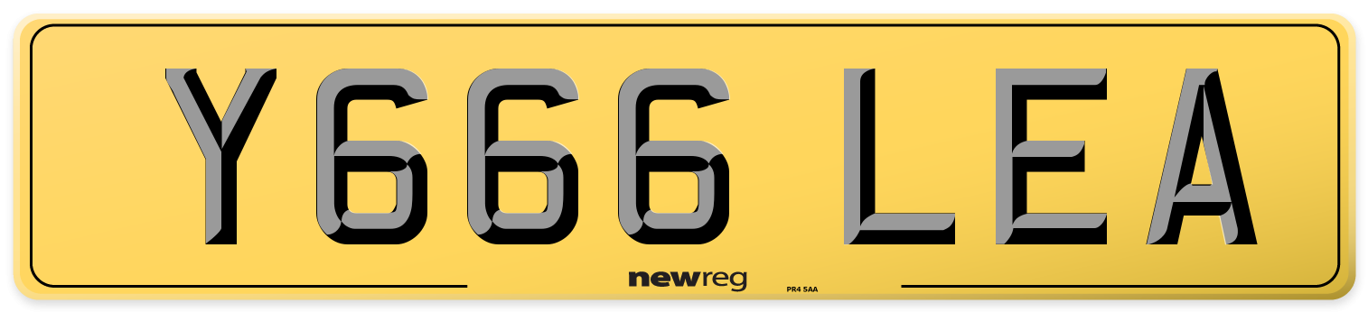 Y666 LEA Rear Number Plate
