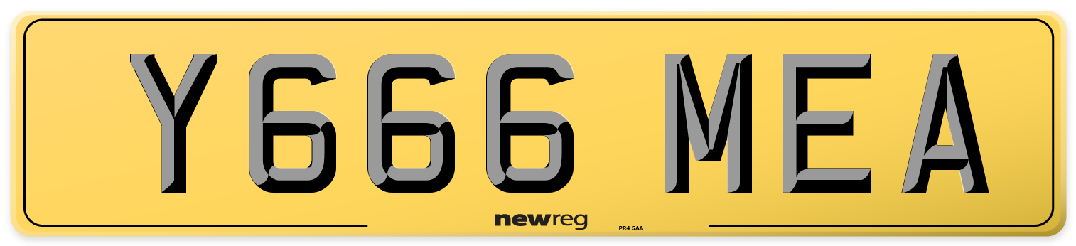 Y666 MEA Rear Number Plate