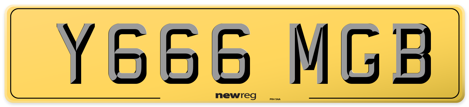 Y666 MGB Rear Number Plate