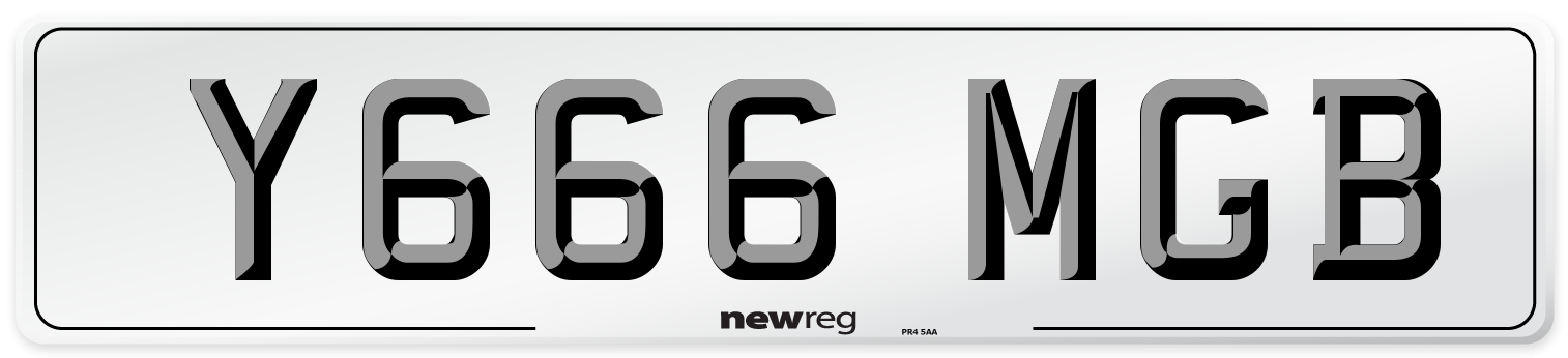 Y666 MGB Front Number Plate