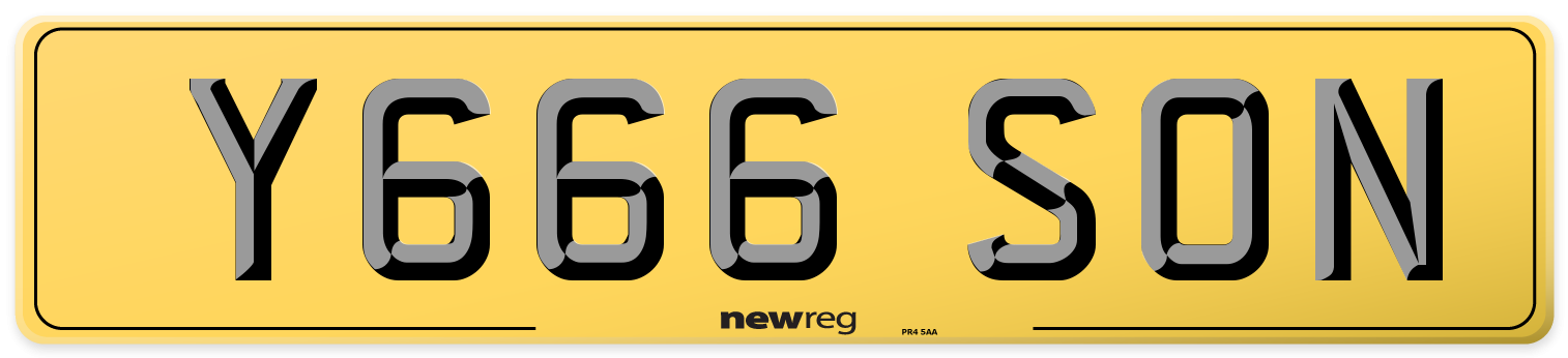 Y666 SON Rear Number Plate