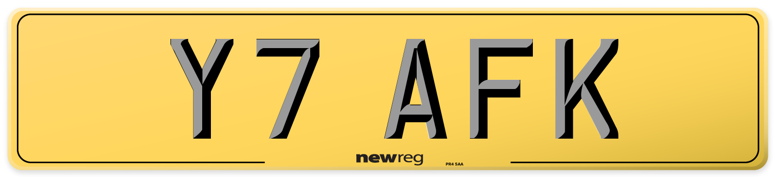 Y7 AFK Rear Number Plate