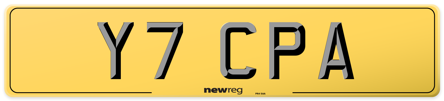 Y7 CPA Rear Number Plate