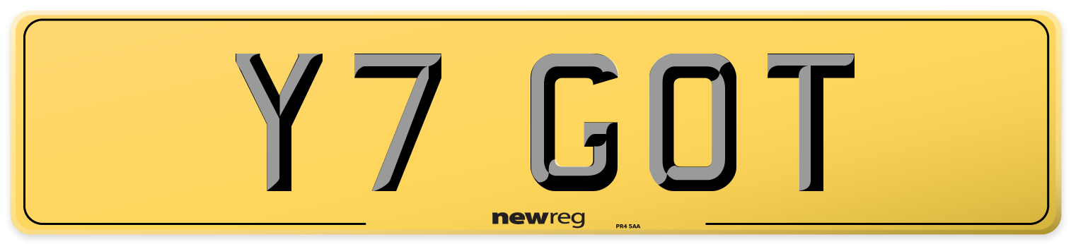 Y7 GOT Rear Number Plate