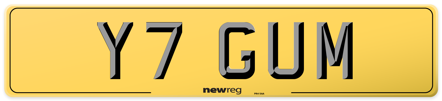 Y7 GUM Rear Number Plate
