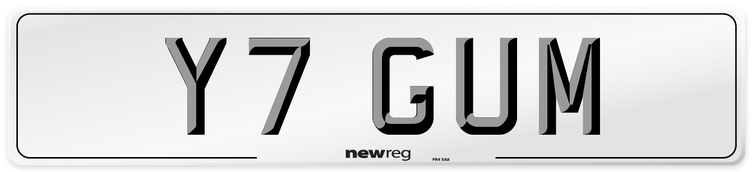 Y7 GUM Front Number Plate