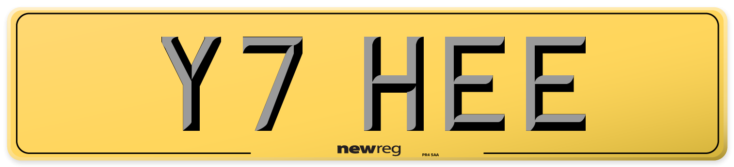 Y7 HEE Rear Number Plate