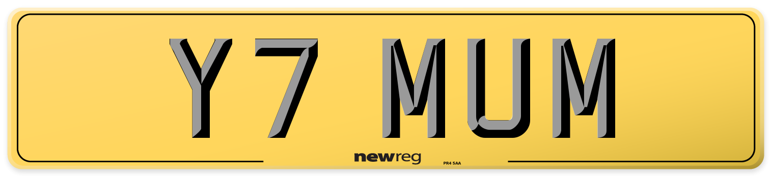 Y7 MUM Rear Number Plate