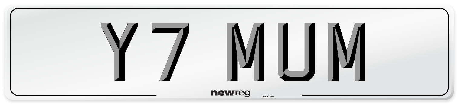 Y7 MUM Front Number Plate