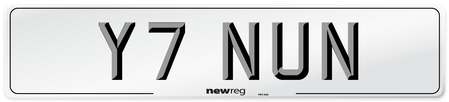 Y7 NUN Front Number Plate