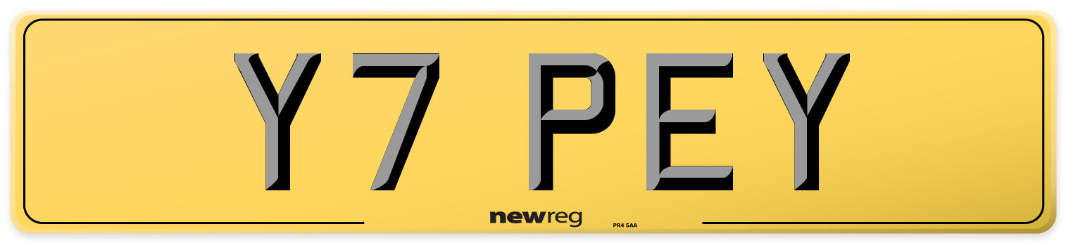 Y7 PEY Rear Number Plate