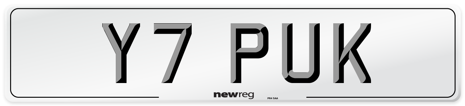 Y7 PUK Front Number Plate